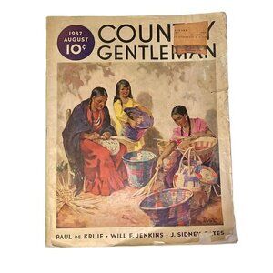 Vintage August 1937 The Country Gentleman Magazine Paul de Kruif Will F. Jenkins